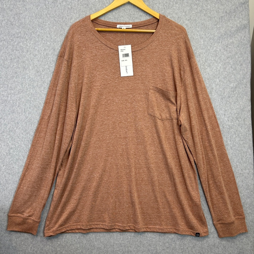 Threads 4 Thought‎ Long Sleeve Pocket Tee Harvest Brown Sustainable Mens XXL NWT